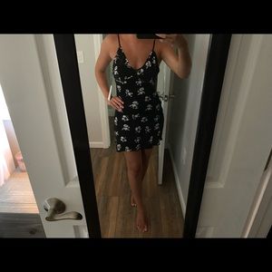 Black floral mini dress